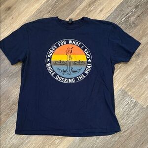 Gildan Navy Short-Sleeve Tee with Sunset Anchor Graphic